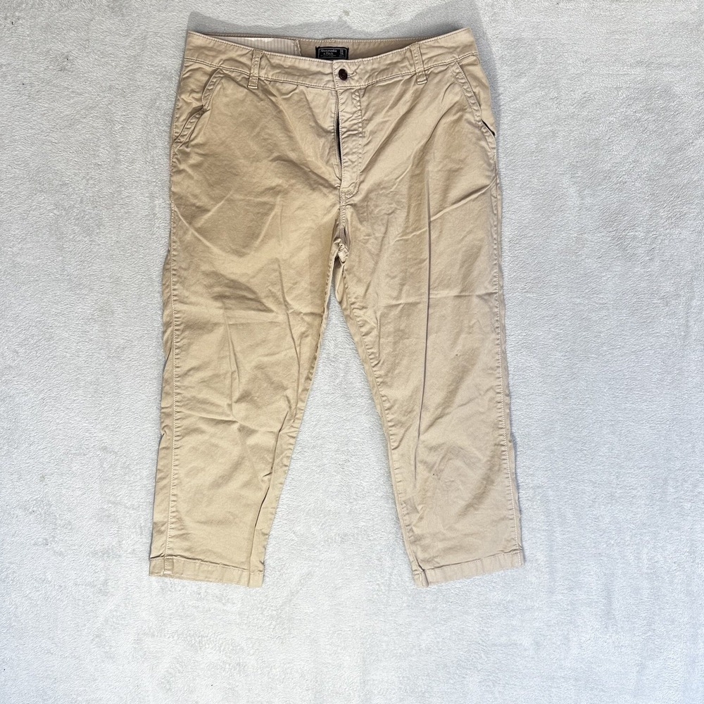 Abercrombie & Fitch Chino Pants Women 32/14S Tan‎ Excellent Straight Leg Khakis